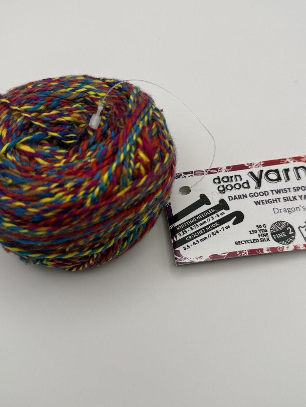 Darn Good‎ Yarn. Twist Sport Wight Silk & Fancy Twist Silk Dragons Tail New